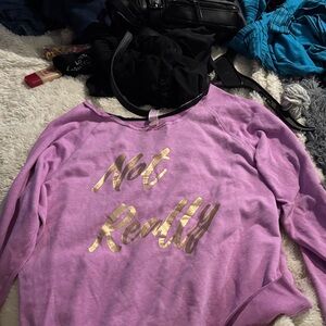 Purple Sweatshirt with Gold Lettering